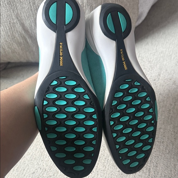 NWOT VINTAGE -Emilio Pucci Turquoise, Black and White Suede Low-Profile Sneakers - Picture 4 of 7